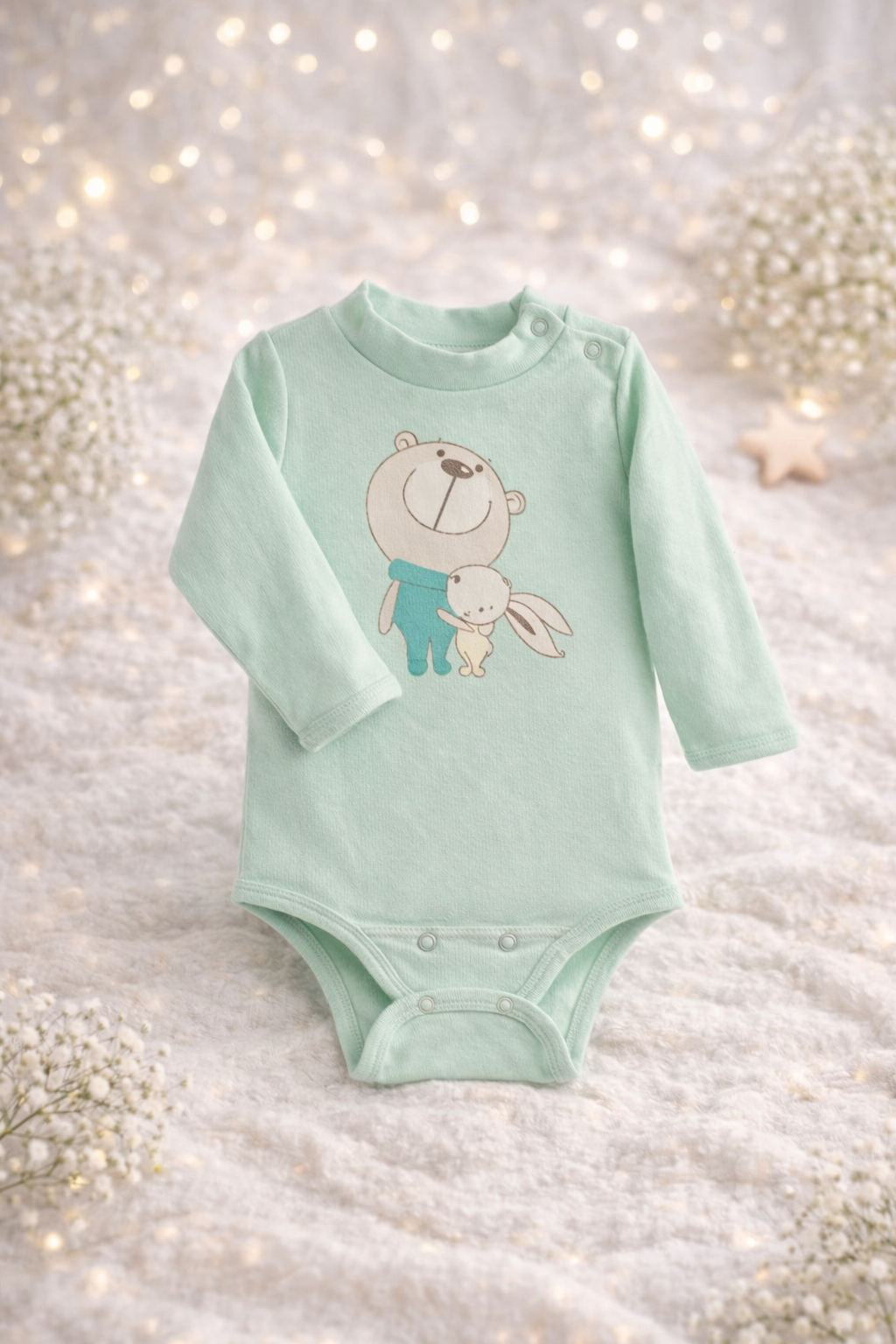 Babybody med trykknapper