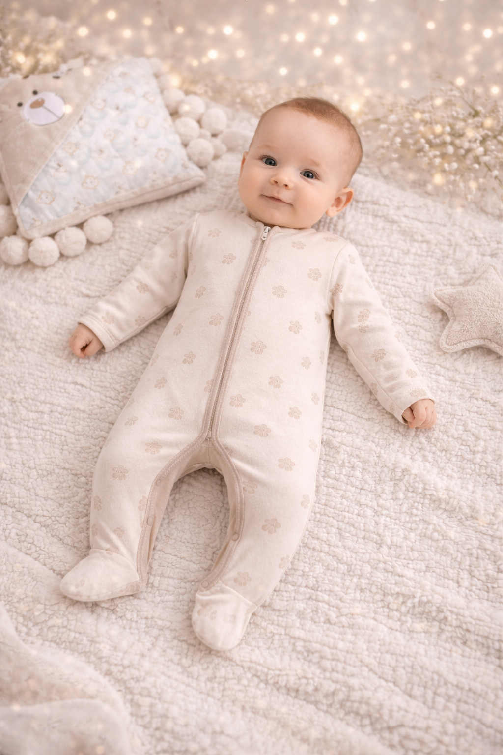 Baby heldragt med trykknapper